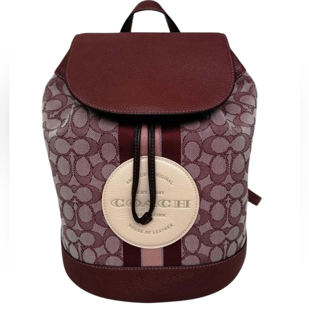 Coach Burgundy and Cream Backpack